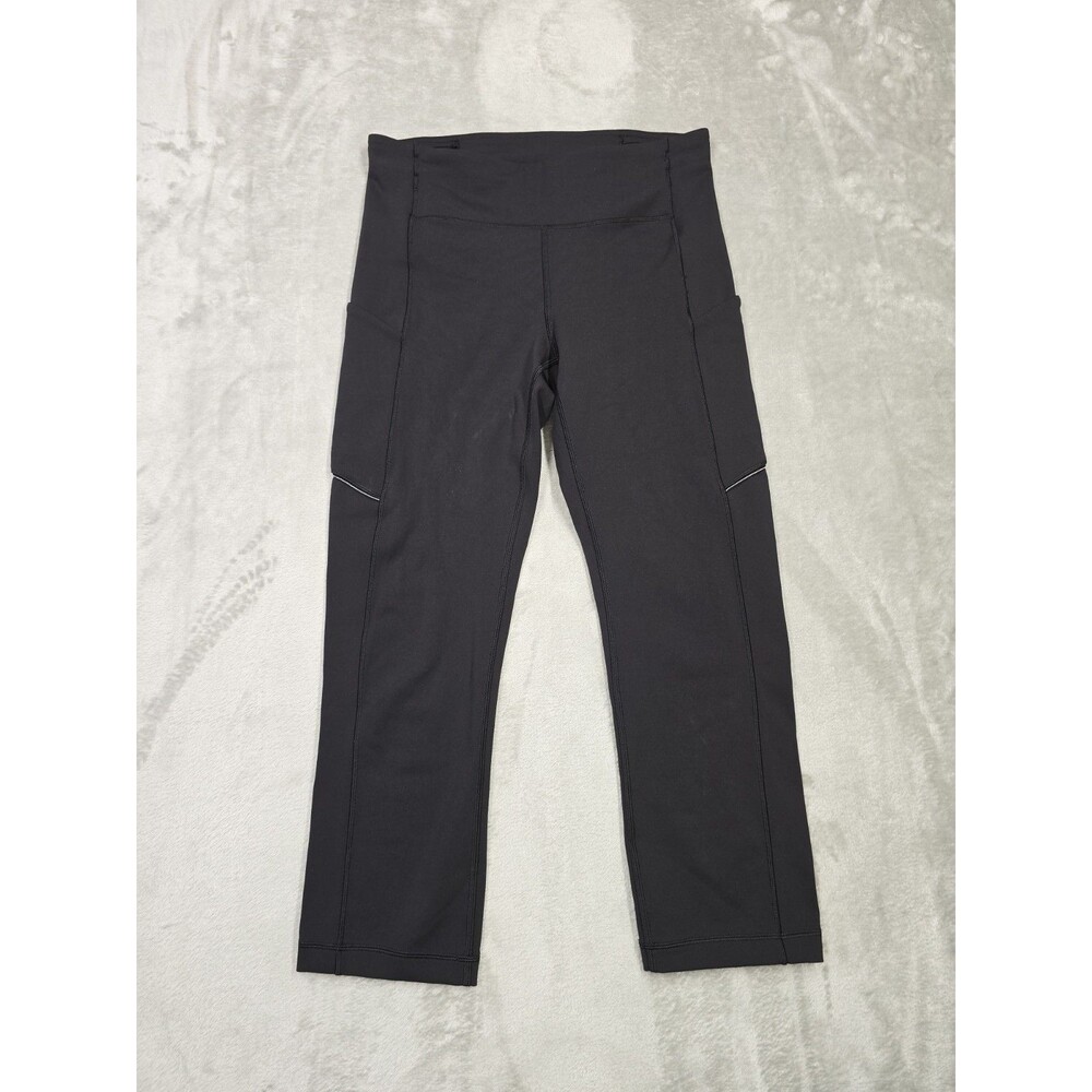 Lululemon Speed Up Crop Leggings Size 6 Black Athletic Running Pants Pockets